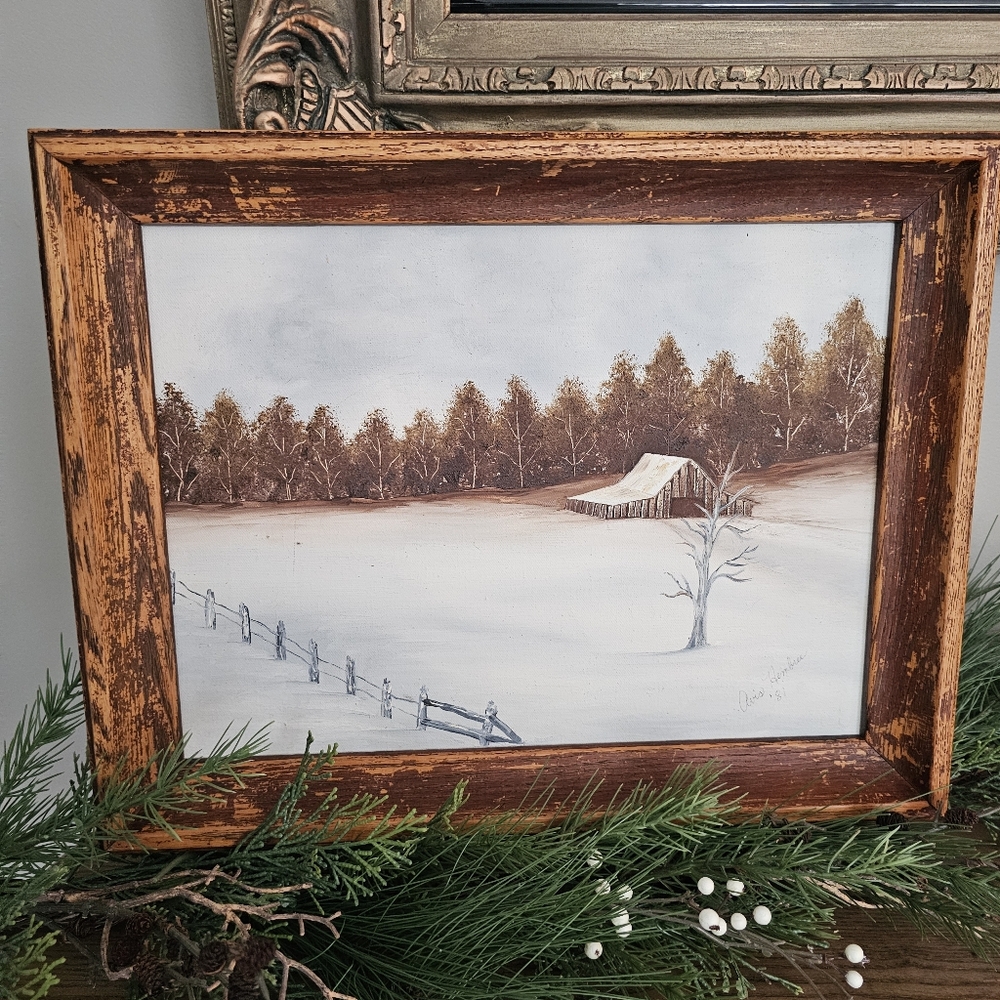 Vintage Winter Landscape Painting